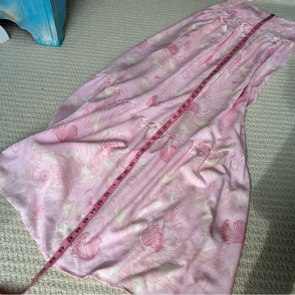 GAP Maternity Pink Floral Smocked Tiered Maxi Sun Dress Comfortable Bright - Picture 7 of 11